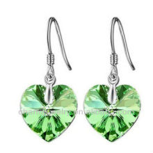 Boucles d&#39;oreilles en cristal en forme de coeur peridot pour femmes Boucles d&#39;oreilles en cristal de 4MM hook-001B